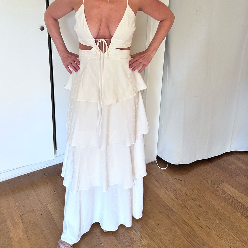 Line & Dot Ivory Backless Layered Dress